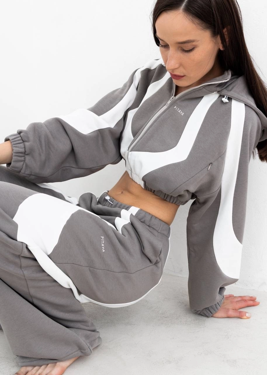 Худи YANG(ЯНГ) в серо-белом цвете - 40-42(XS-S) - Серо-белый