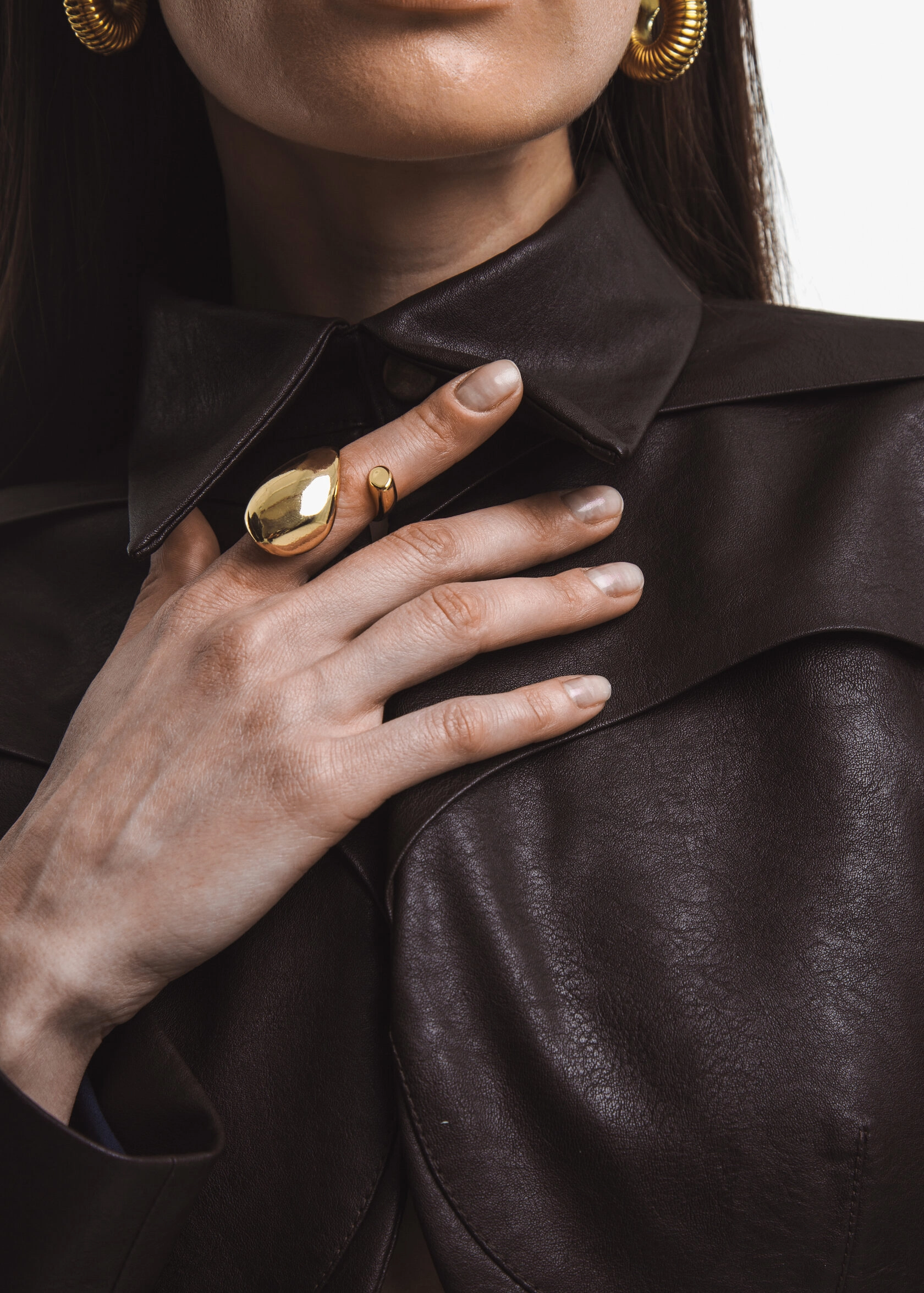 Кожаный жакет DRAGON в коричневом цвете - Коричневый - 40-42 (XS-S)