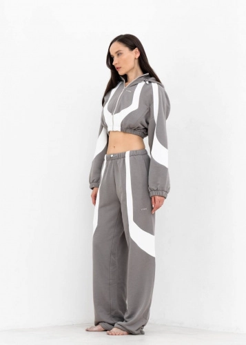 Худи YANG(ЯНГ) в серо-белом цвете - 40-42(XS-S) - Серо-белый